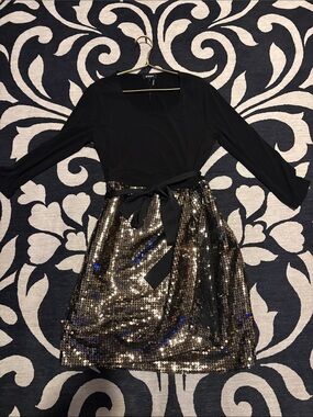 dkny black and gold dress | Dresses | Dkny Dresses L Metallic Animal Print Tie Neck Size Blackgold 0612 Formal dresses